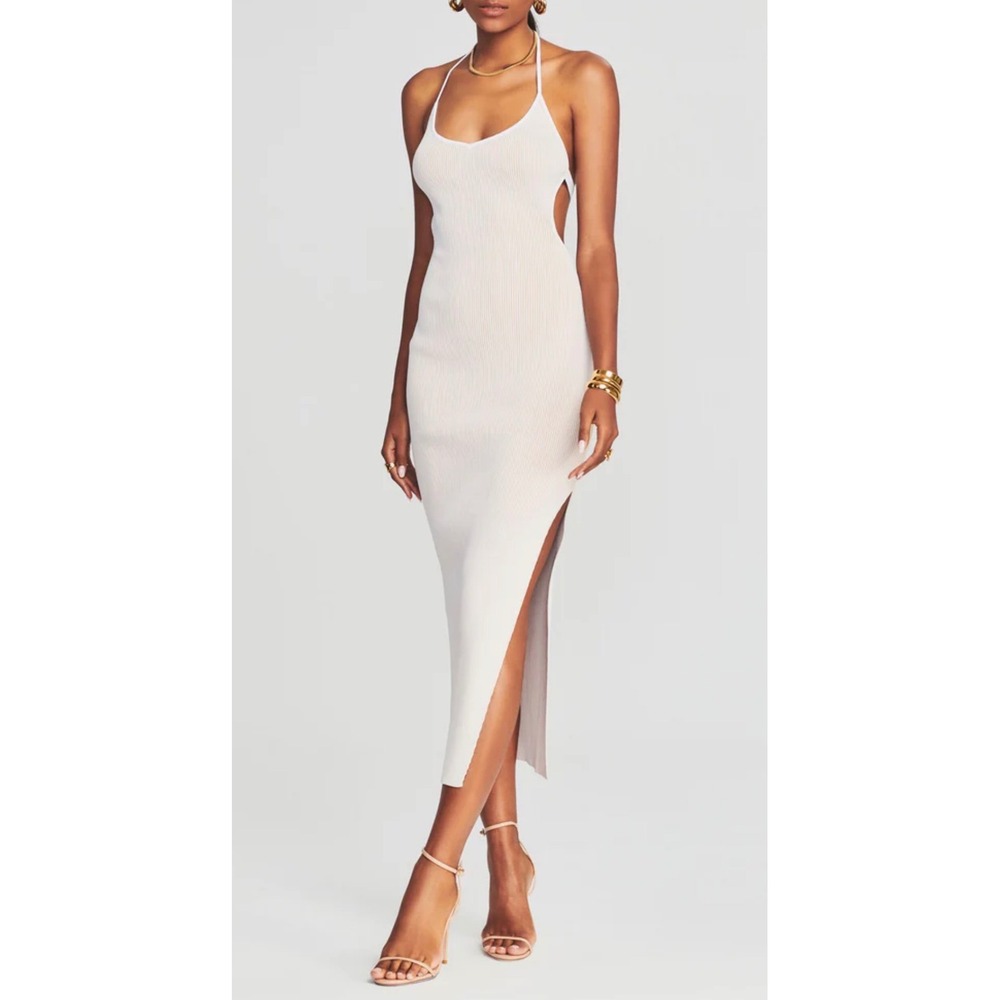 Ser.o.ya Sawyer Beige Ribbed Halter Midi Dress Size Medium NWT